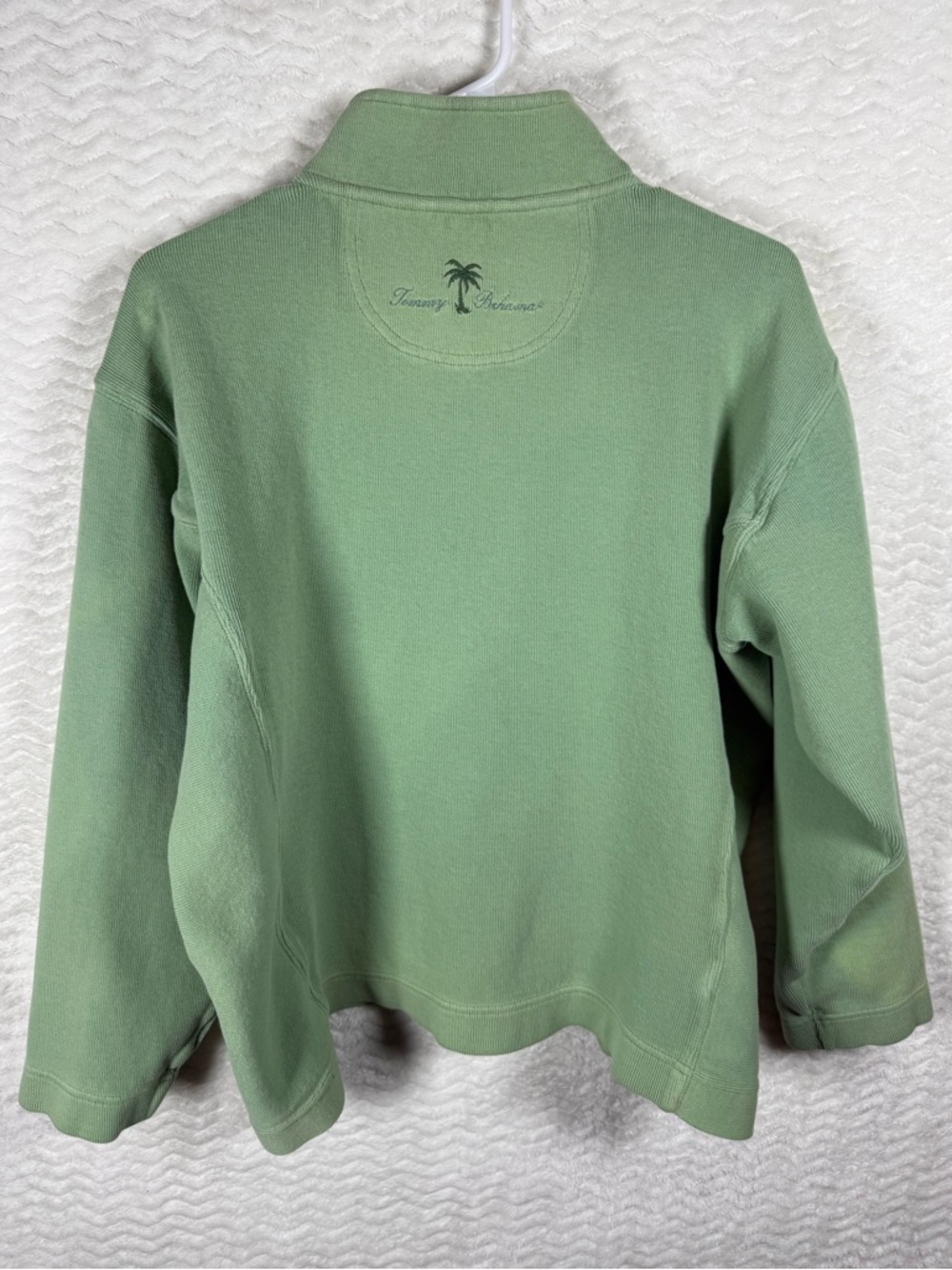 Tommy Bahama Light Sage Green Quarter-Zip Pullover Sweater. So soft & the color🔥 - Picture 8 of 13